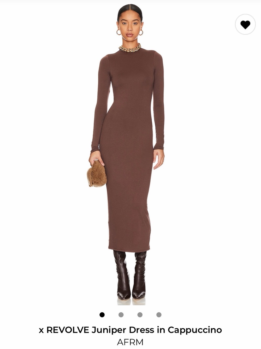 AFRM Juniper Long Sleeve Midi Dress in Brown